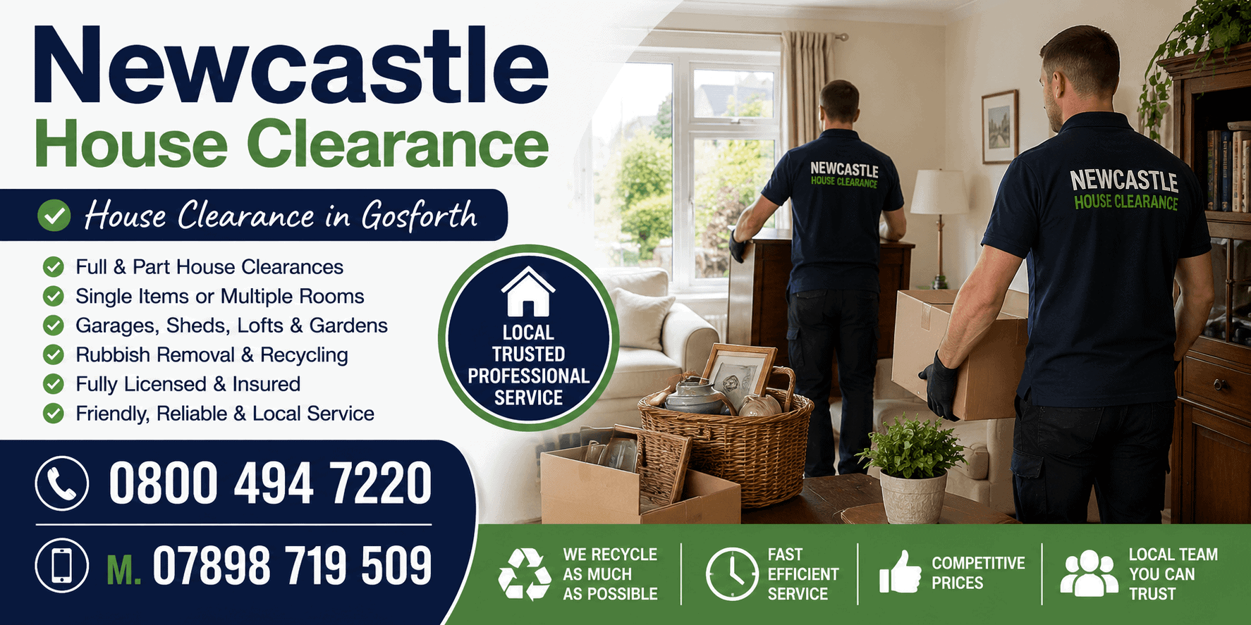 Newcastle House Clearance van and team providing house clearance services in Gosforth